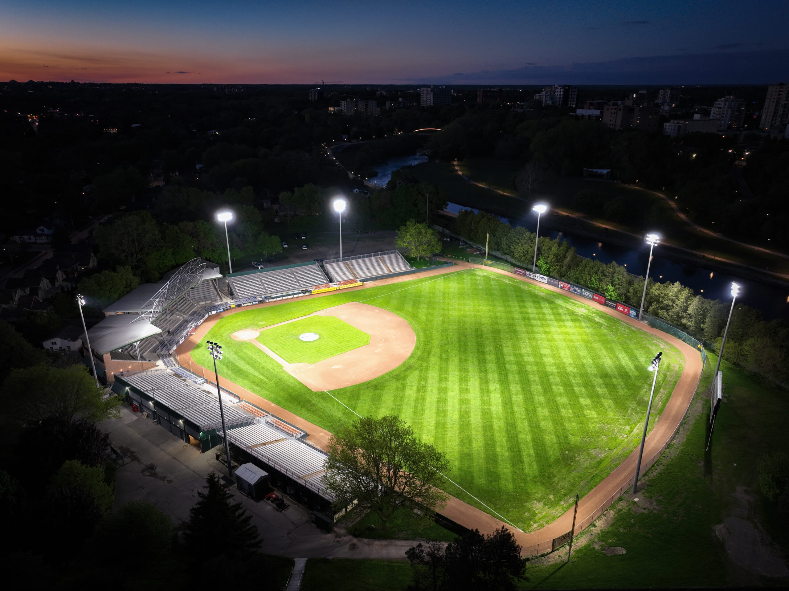 Spartan sports lighting lights lit up baseball field